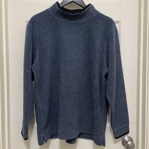 L.L. Bean Mock Turtleneck Blue Berber Fleece Pullover Women’s Large Regular